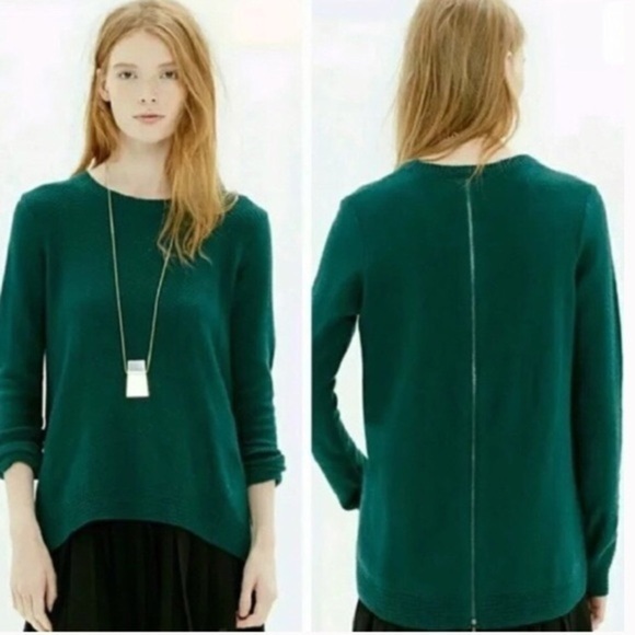 Madewell back zip sweater knit pine green size small seen on screen - Picture 2 of 8